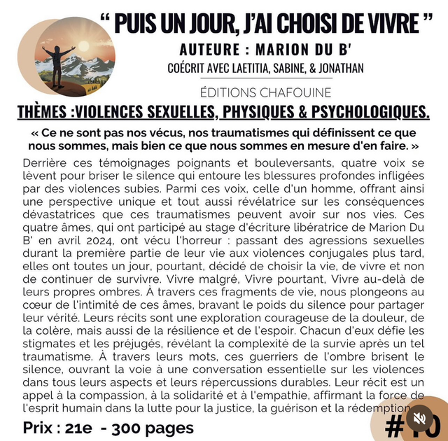 Puis un jour j’ai choisi de vivre