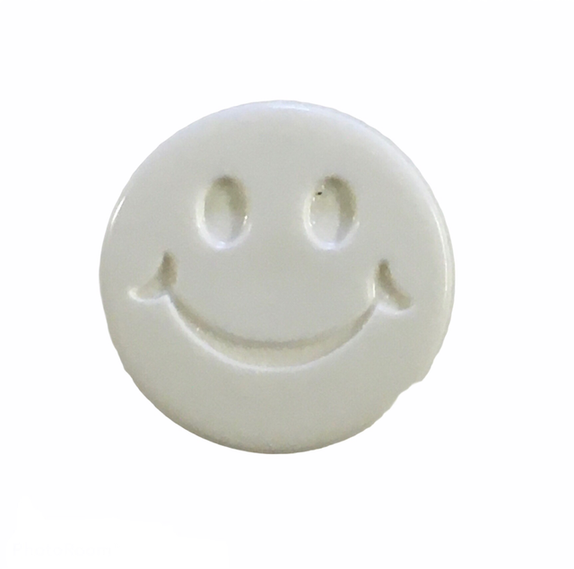 Smiley face button white