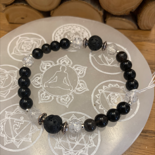 Obsidienne et cristal craquelé 