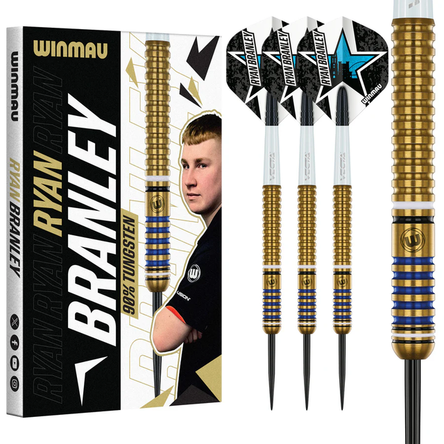 WINMAU RYAN BRANLEY 90% TUNGSTEN STEEL TIP DARTS