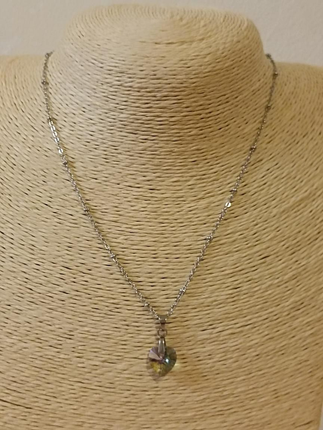 Collier Cœur Cristal - Chaîne Perles Argent