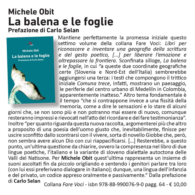 Michele Obit, "La balena e le foglie", qudulibri 2019