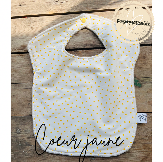 Grand bavoir &quot;Coeur jaune&quot;