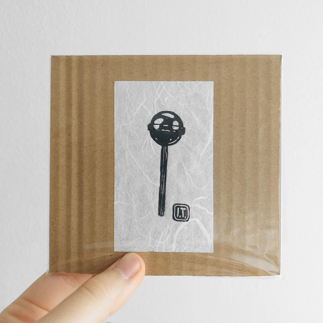 Small Lollipop Linocut Print - Handprinted Candy Illustration - Sweeth tooth gift