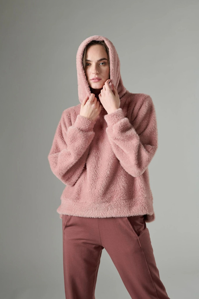 83560606 - DEHA felpa soffice con cappuccio incrociato davanti e spacchi in vestibilita com