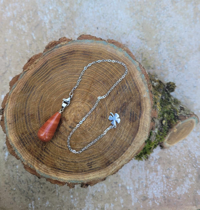 Pendule pendentif Jaspe rouge pierre roulée Bullet