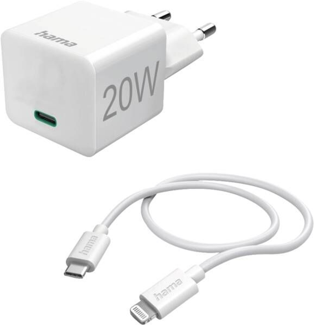 Hama Ladegerät 201620 Mini-Ladeset, Lightning, 20W Weiss