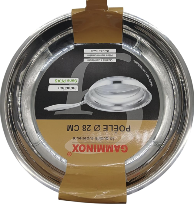 Poêle 28cm inox -GAMMINOX Tout feu ET induction