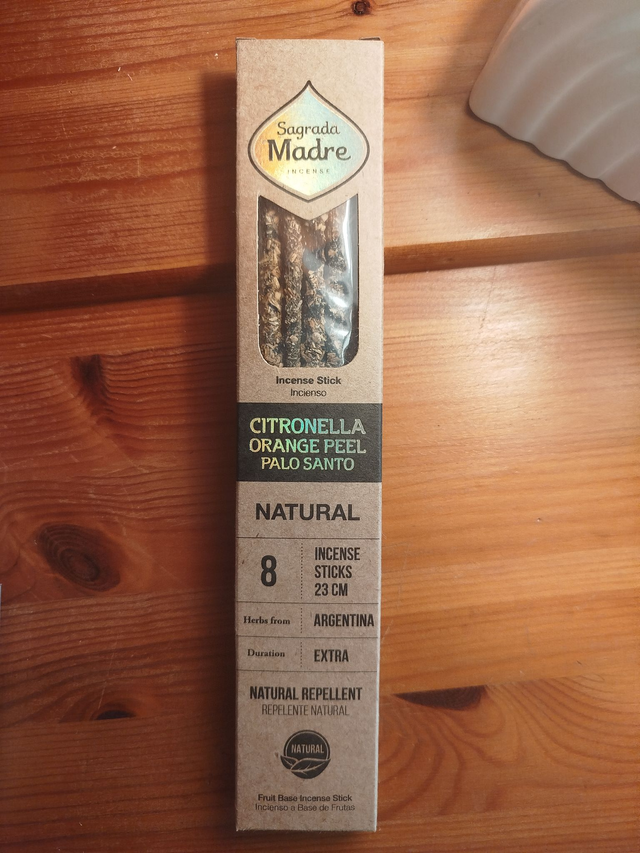 encens sagrada madre  citronnelle, orange, Palo Santo
