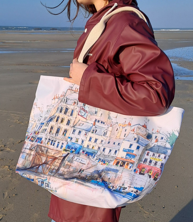 Sac de plage thème "Cherbourg / L'école de voile"
