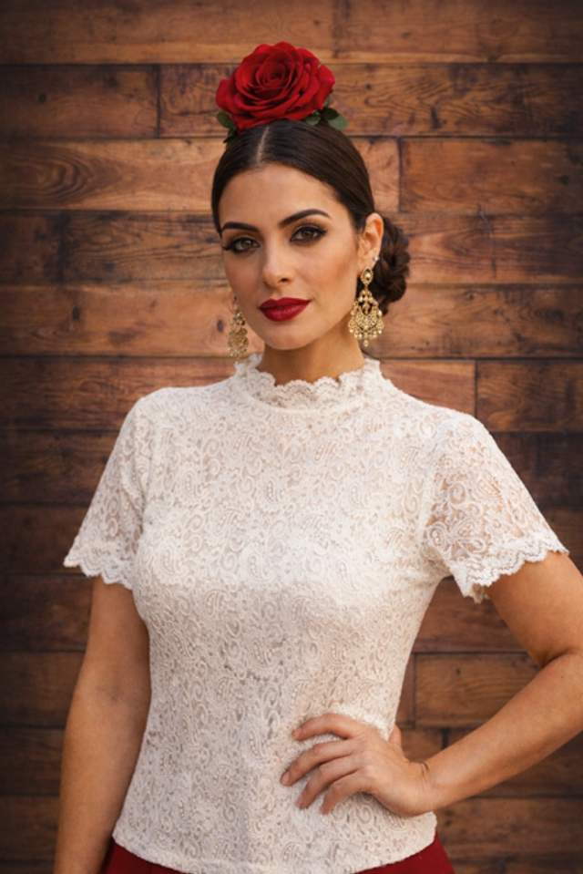 404 Taille S Top en dentelle stretch