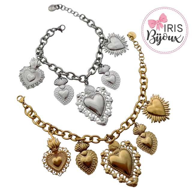 Bracciale catena con cuore sacro mix 