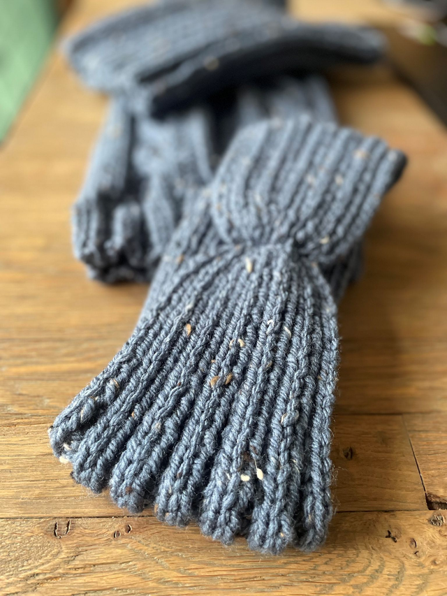 Bandeau large laine Tweed Bleu jean