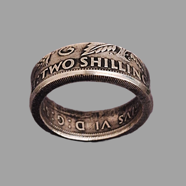 UK Two Shillings 1948 coin ring