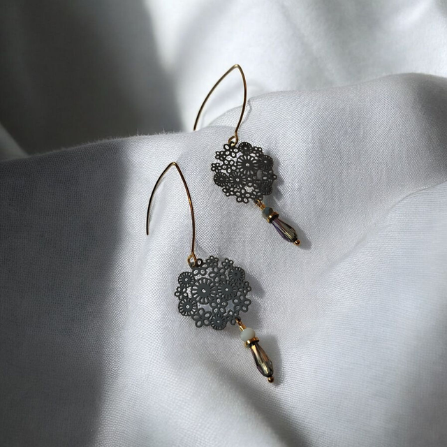 Boucles d'oreilles gris