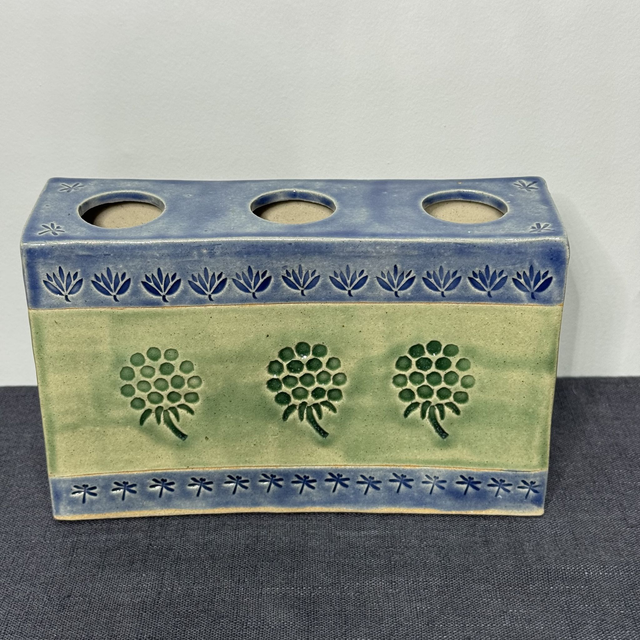 Tall Rectangular 3 Hole Flower Brick - Jade Raspberries