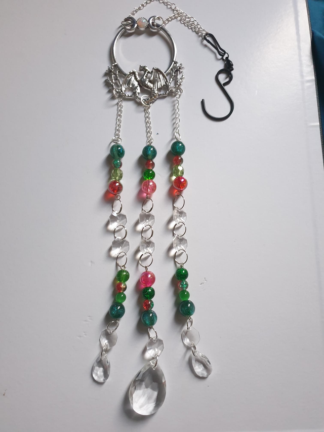 Suncatcher  - Dragon 3 Strand Christmas Colours 