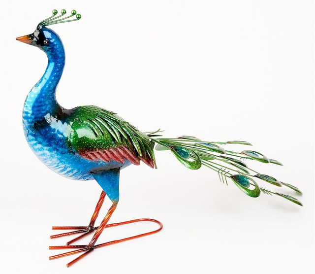Vibrant Peacock garden metal ornament