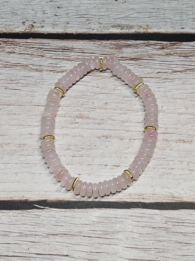 Bracelet en Quartz rose – perles donuts