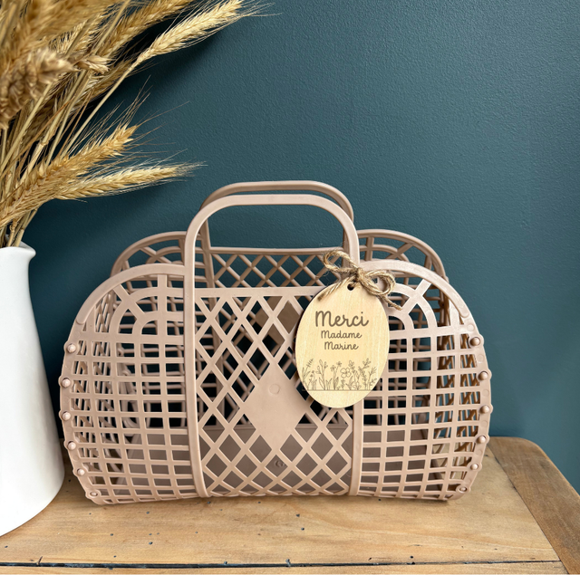 Panier avec médaillon fleurs - Personnalisable