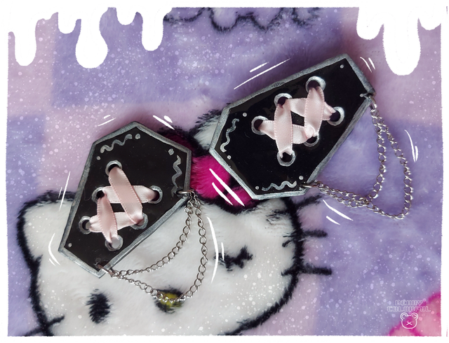 Barrette goth kawaii cercueil - argenté