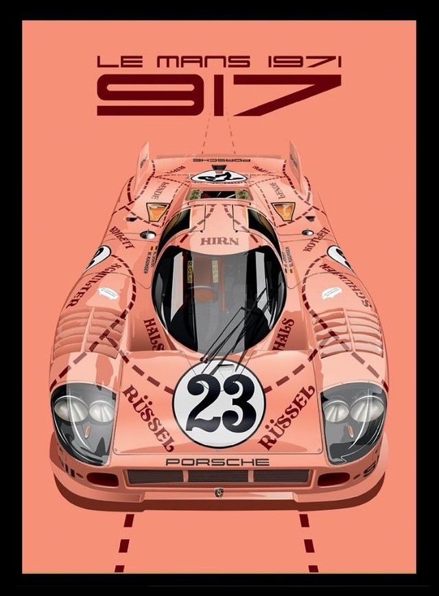 Porsche 917 &#039;Pink Pig&#039; framed poster print by Archimede
