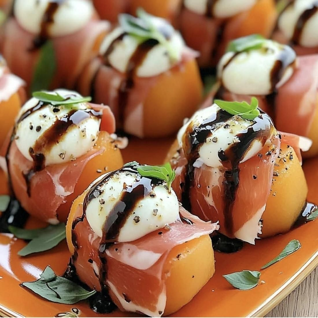 Douceur melon, jambon cru et mozzarella 