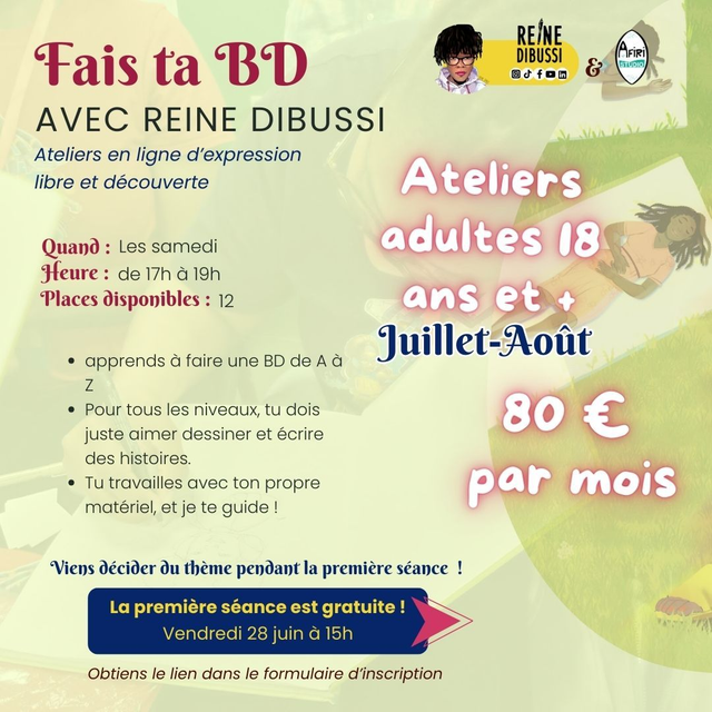 Cours d'été de BD Adultes (18 ans et +) 1 mois