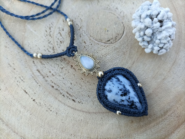 Pendentif ~ Merlinite &amp; Labradorite blanche