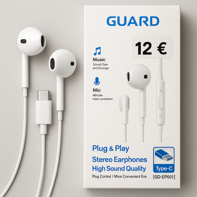 GUARD GD-EP001 Stereo Earphones – USB-C Anschluss