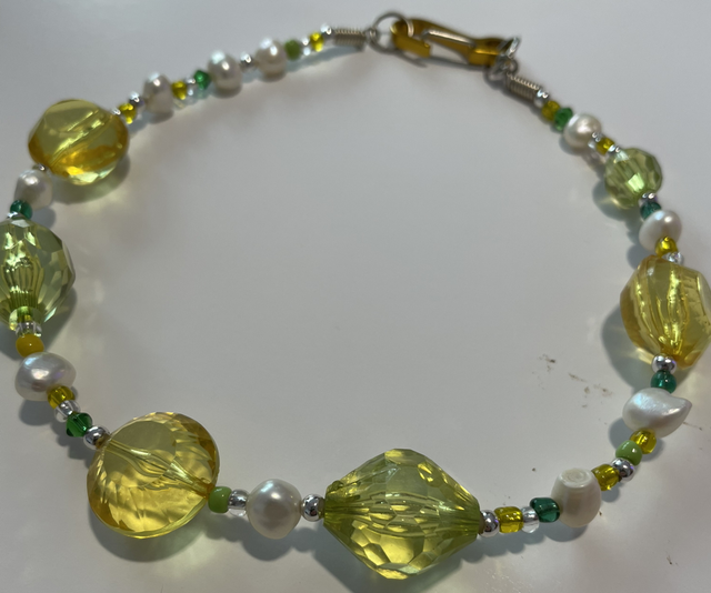 Collier grosses perles jaunes - Lise 