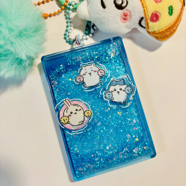 Chiikawa plush & acrylic shaker pom pom keychain