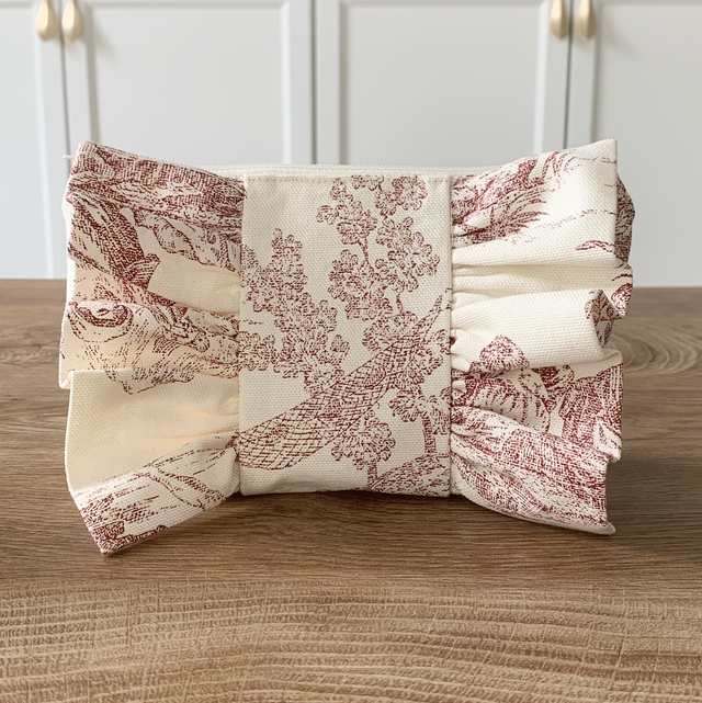 Trousse toile de jouy rose