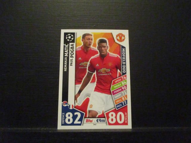 Nemanja Matic / Paul Pogba - UEFA Champions League Match Attax 2017/18 Original Trading Card #162