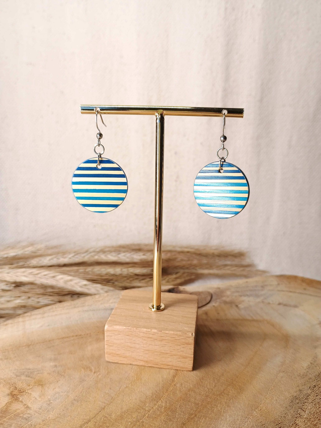 Boucles d'oreilles SIMPLE Marinière - Bleue