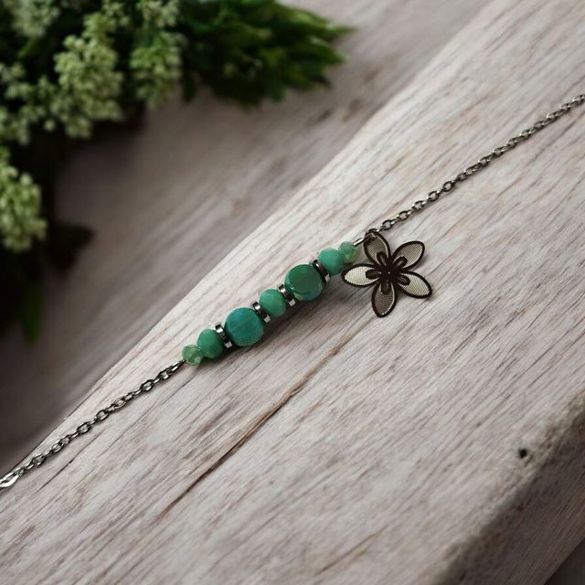 Bracelet acier inoxydable turquoise et argenté