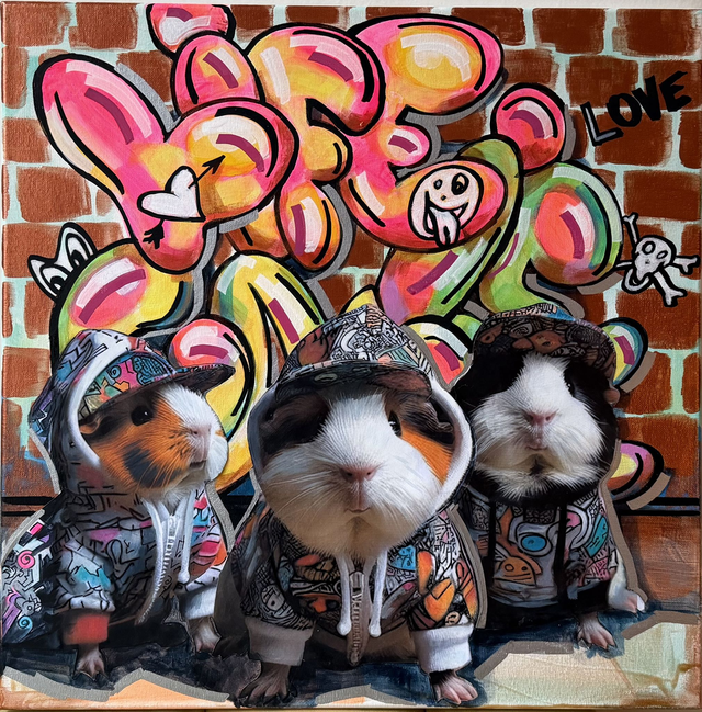 "Life is a Game" - 50x50cm - Technique mixte Peinture acrylique sur toile de coton