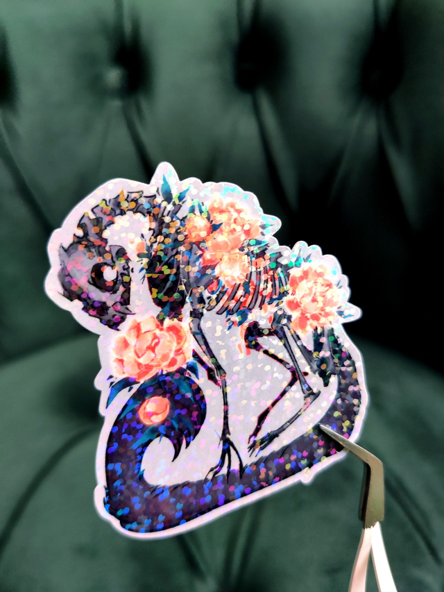 Skeleton Creature Glitter Waterproof sticker 