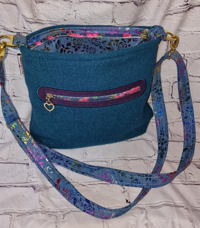 Harris Tweed Cross body Bag Teal