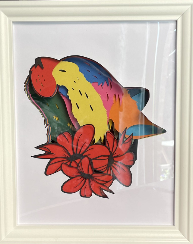 Tête de chat - cadre 3D lumineux - VENDU