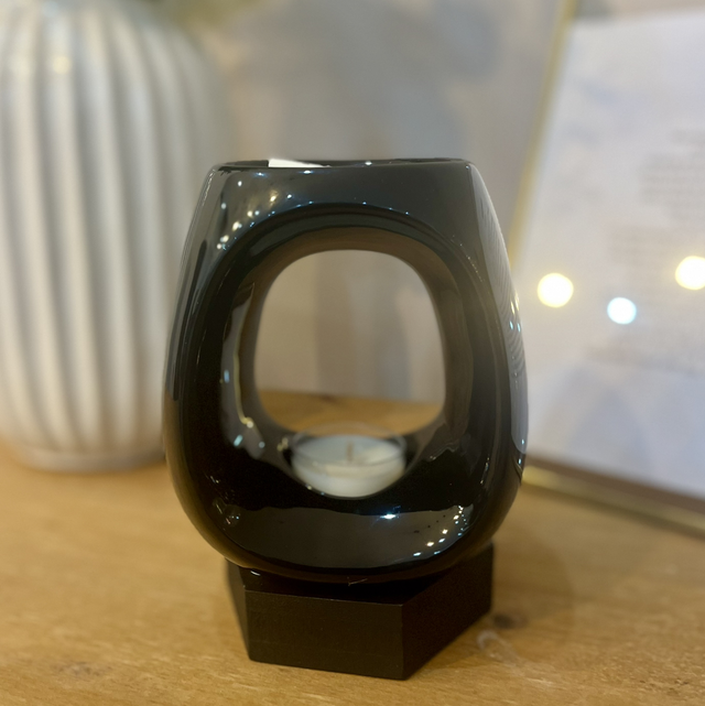 Black Oval Handmade Ceramic Wax Burner