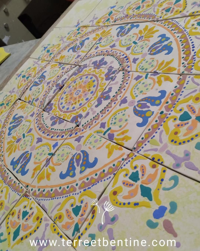 COLLECTION colorée: CRÉDENCE 25 carreaux 10x10 cm - pièce UNIQUE