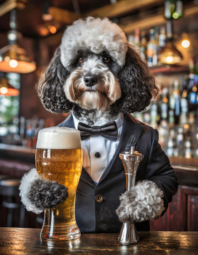 Cockapoo at the Bar Framed Canvas