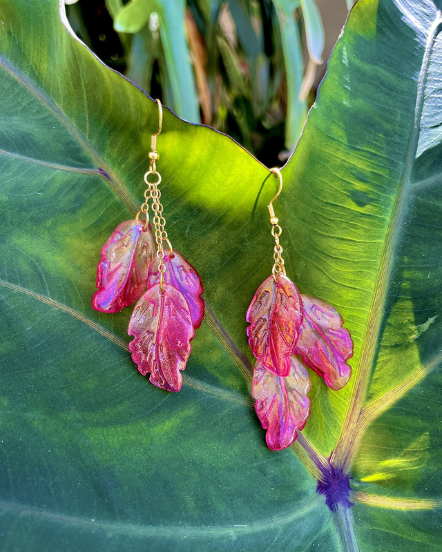 boucles pendantes " feuilles écarlates"