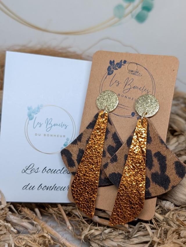 Boucles d'oreilles Georgia léopard orange geo004