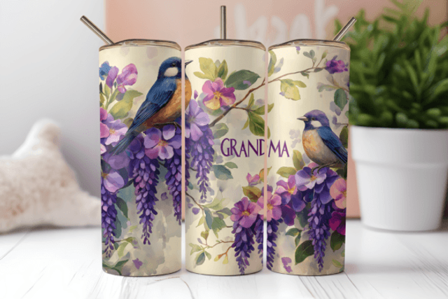 Grandma Floral Bird 20oz Tumbler 