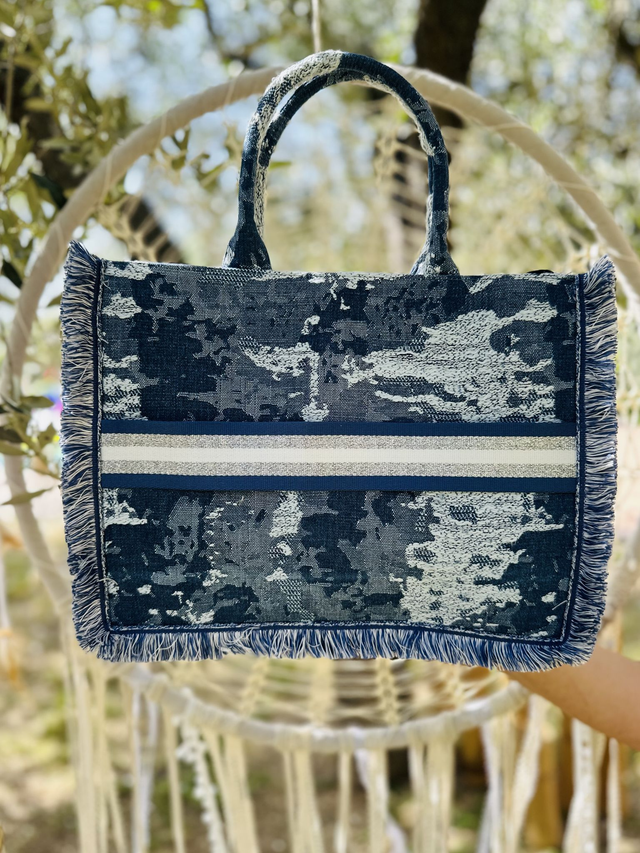 Borsa Identity Denim Frange