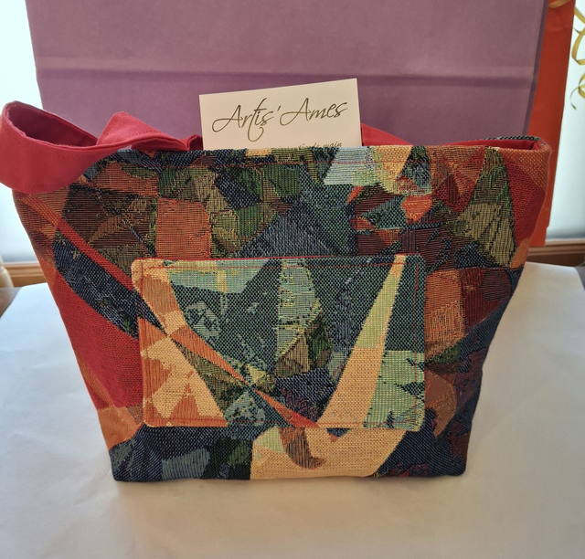 Sac à main Motifs hachurés jaune rouge vert bleu