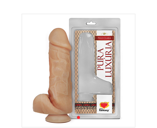 Pênis Realístico com Escroto e Ventosa - 18cm X 5cm Referência: PV015