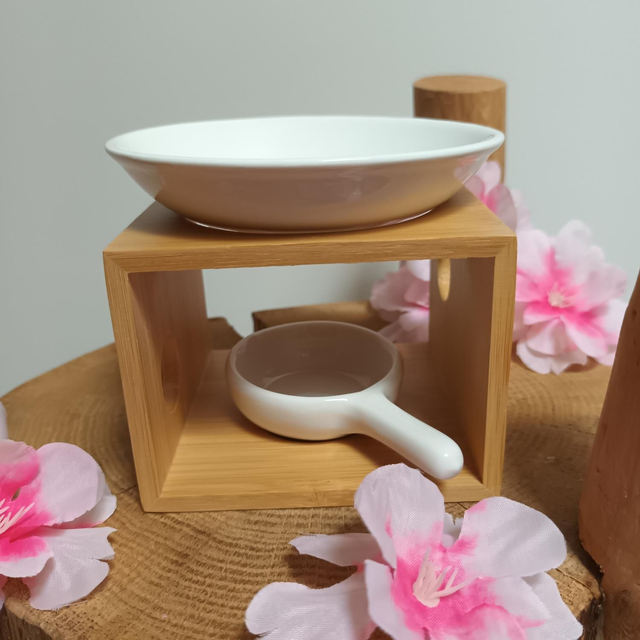 Brûle-parfum en bois et céramique